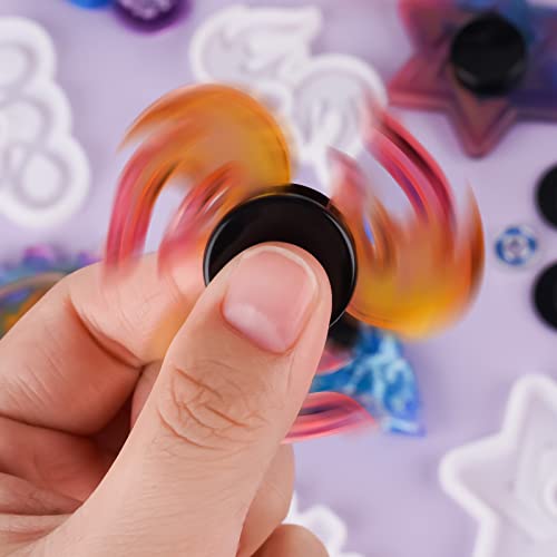 NiArt Fidget Spinner Silicone Resin Mold Kit, 5 Molds, 10 Bearings Set - size: 5 Molds (A) + 10 BLACK Bearings