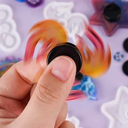 NiArt Fidget Spinner Silicone Resin Mold Kit, 5 Molds, 10 Bearings Set - size: 5 Molds (A) + 10 BLACK Bearings