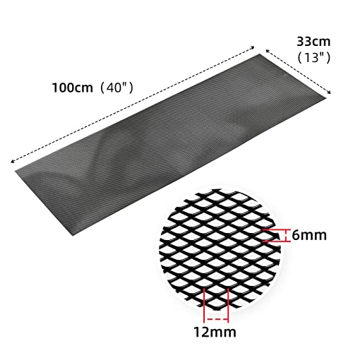 AggAuto Universal 40"x13" Car Grill Mesh 6x12mm Rhombic Hole Black | Aluminum Alloy Automotive Grille Insert Bumper, One of the Most Multifunctional Shape Grids 100x33cm - size: 6x12mm Rhombus - Black