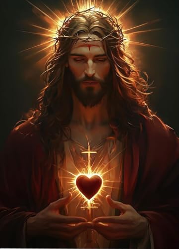 DYAIANGMU Jesus Diamond Art Kits for Adults 11.8x15.7in | 5D Love Diamond Art Painting Kit for Adult Beginners, DIY Full Round Drill Gem Art Diamond Dots Kits for Home Wall Decor - color: B17762