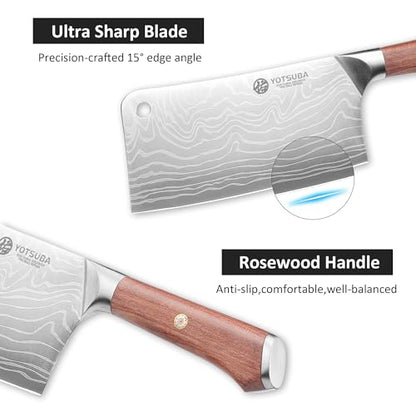 YOTSUBA 7 Inch Cleaver Knife with Full Tang Rosewood Handle - style: 7 inch cleaver knife