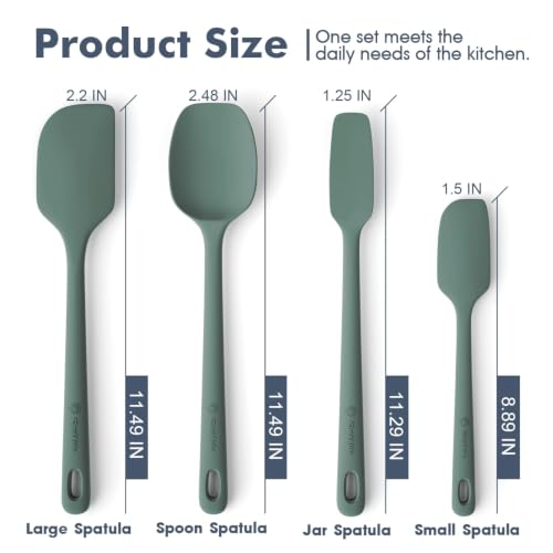 ChefAide 4 Pieces Silicone Spatula Set, Food Grade Rubber Spatula, Upgrade Strong Handle with Ergonomic Grip, Heat Resistant for Nonstick Cookware, Cooking - color: Dried Thyme, size: 4 pieces