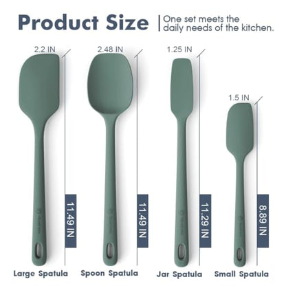 ChefAide 4 Pieces Silicone Spatula Set, Food Grade Rubber Spatula, Upgrade Strong Handle with Ergonomic Grip, Heat Resistant for Nonstick Cookware, Cooking - color: Dried Thyme, size: 4 pieces