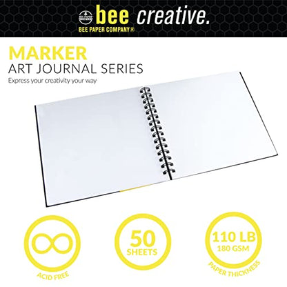 Bee Paper - 8" x 8" Creative Marker Drawing Journal - size: 8-inch x 8-inch, 50 Sheet Art Journal, style: Marker Art Journal