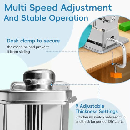 nuyooioo Electric Polymer Clay Press Machine,Clay Roller Machine,Polymer Clay Cutters Set for Clay Earring Making,Includes Clamp and Hand Crank,Polymer Clay Tools for Clay Earring Making