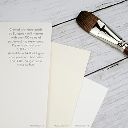 Fluid 100 Watercolor Paper Block, 12 x 16 inches, 15 Sheets, 140 lb (300 GSM) 100% Cotton Cold Press Pad for Artist Painting and Wet Media - size: 12 x 16 (140 lb)
