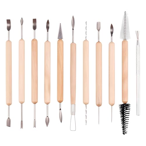 LINPHCEY 11-Piece Clay Sculpting Tools Set Perfect for Polymer Air Dry Modeling Clay Beginners & Professionals Ideal for DIY Pottery & Ceramics Tools for Clay Sculpey Sculpting & Crafting