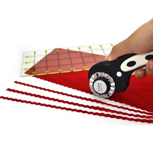 Rotary Cutter For Fabric, 6 Pack 45mm Fabric Cutter with 5 pieces Extra Blades,Ergonomic Handle Rolling Cutter for Fabric, Leather, Crafting, Sewing, Quilting, Fabric Rotary Cutter (Black) - color: Black
