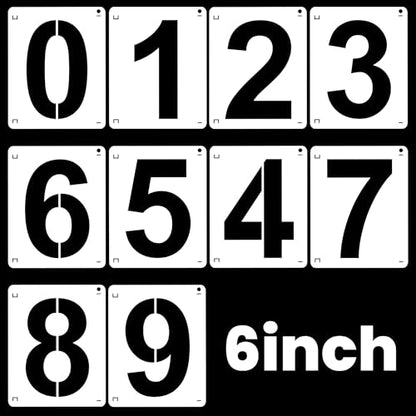 6Inch Number Stencils,10Pcs Plastic Stencils Reusable Curb Stencil Kit | Washable 0-9 Large Number Stencil for Address Painting,Digital Templates for Spray Painting,DIY Crafts,Address Signs - size: 6Inch