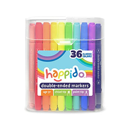 International Arrivals Happido Double-Sided Markers for Kids, Set of 36 - style: 36 Count - Double Ended