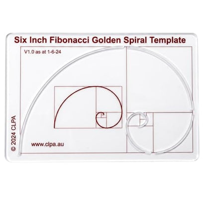 Fibonacci 6" Spiral Drawing Template, Golden Ratio Stencil - style: 6" Spiral