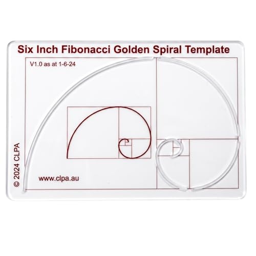 Fibonacci 6" Spiral Drawing Template, Golden Ratio Stencil - style: 6" Spiral