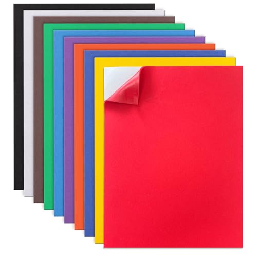 MEARCOOH Self Adhesive Foam Sheets, 10 Colors 9x12 Inch 2mm Sticky Eva Foam Paper for Crafts Cardmaking Photo Frames Classroom Scrapbooking Christmas Crafts (Multi-Color 10 Sheets) - color: 10 Colors Self-adhesive, size: 9X12in-2mm