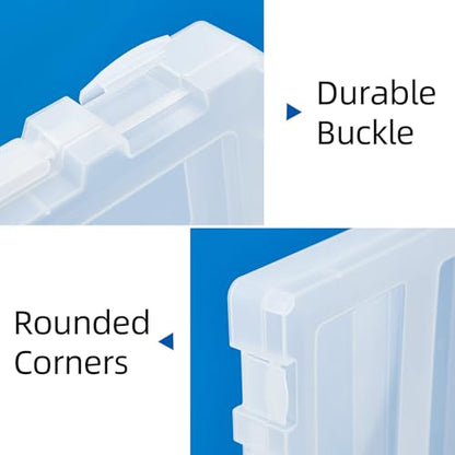 8 Pack Paper Storage Boxes, 8.5 x 11 Plastic Portable Project Case for US letter Size and A4 paper, Plastic Multi-Purpose Thick Scrapbook Storage Box for Office,Craft or Art Supplies - size: 13.9"L x 10.6"W x 1.6"H + 12.5"L x 9.5"W x 1"H