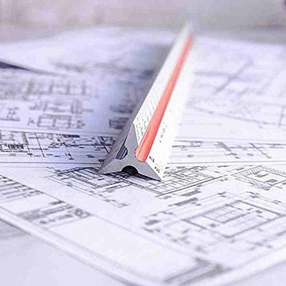 Triangular Engineering Scale Aluminum Ruler - Architects and Engineers, 12"