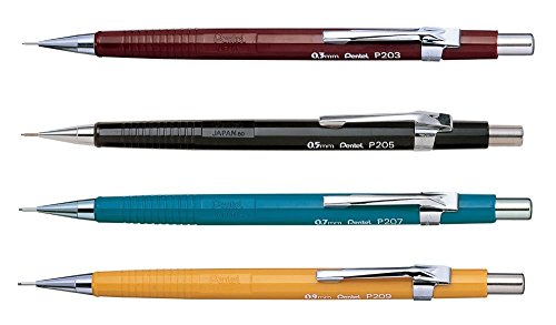 Pentel P200 Series Auto Mechanical Pencil Set of 4-0.3/0.5/0.7/0.9mm