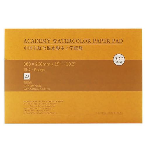 MEEDEN 15"X10" Cotton Watercolor Paper Block: Rough Grain, 140lb/300gsm - color: Rough Grain, size: 15×10.2"
