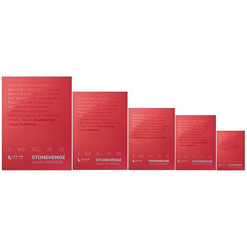 Stonehenge Aqua White Medium Weight Block, 140lb, Hotpress, 9 x 12 Inches, 15 Sheets for Wet and Dry Media
