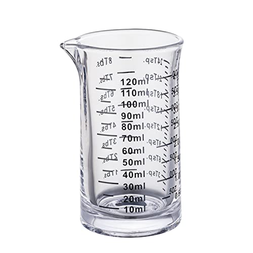 Ackers 4 Oz Glass Measuring Cup,Borosilicate Shot Glass with V-Shaped Spout-Black Line - color: Black