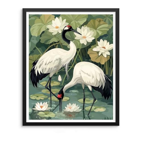 Natuyalo Paint by Numbers for Adults - Adult Paint by Number Kits Painting on Canvas Crane in Pond Painting by Numbers for Beginners, DIY Art Craft Kits for Adults (16x20 Inch) - color: ART-07