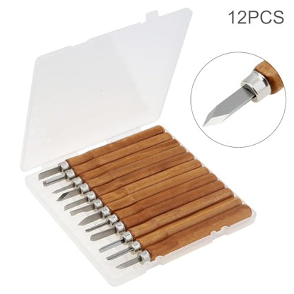 Wood Carving Tool Set - 12 PCS Hand Carving Chisels Tool Set Whittling Knife Art Craft Caving Tool Kit Hobby Knife Kit for DIY Sculpting