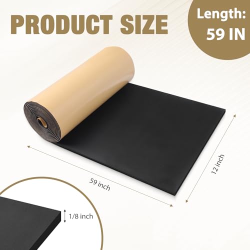 LSGCQ Sponge Neoprene Foam Padding Self Adhesive Foam Sheets, Black | Closed Cell Foam Sheet Neoprene Rubber Pad for DIY Gaskets Shock Pads Liner Crafts, 12" Wide x 1/8" Thick x 59" Long - color: Black, size: 12" Wide x 1/8" Thick x 59" Long
