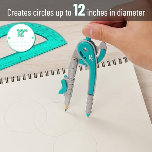 Mr. Pen- Geometry Compass and Protractor Set, 6 Inch Compass - color: Green, size: 1 Set