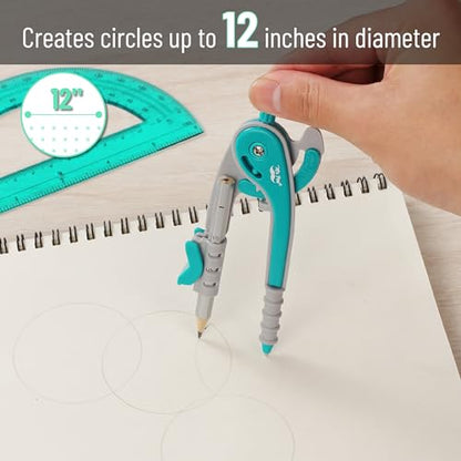 Mr. Pen- Geometry Compass and Protractor Set, 6 Inch Compass - color: Green, size: 1 Set