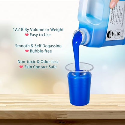BBDINO Silicone Mold Making Kit 30A Platinum Liquid 1 Gallon Sapphire Blue | 1A:1B Mixing 3h Quick Cure Self Degassing Heat Resistant Up to 446°F Ideal for Silicone, Resins, Soap, Concrete, Wax Molding - size: Sapphire Blue 160 Oz