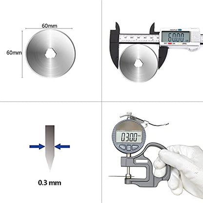 HEADLEY TOOLS 60mm Rotary Cutter Blades 10 Pack Fits Olfa, Fiskars, Replacement Rotary Blade for Arts Crafts Quilting Scrapbooking Sewing, Sharp and Durable - size: 60mm 10pcs