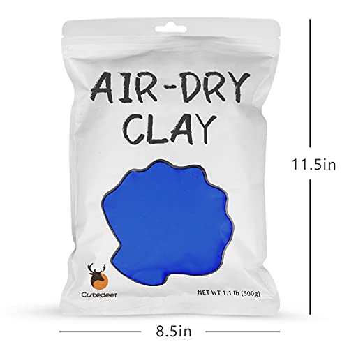 Cutedeer Blue Air Dry Clay, 1.1lb Foam Modeling Clay, Soft Squishy Molding for Kids Adults, Arts & Crafts Project Slime Supplies(1.1lb - 1 Pack, Blue) - color: Blue, size: 1.1lb - 1 PACK