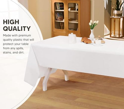 Utopia Kitchen Plastic Table Cloth Disposable [White, 12 Pack] | 54x108 Inch Rectangle Tablecloth Waterproof Stain Resistant Party Table Cover - color: White, size: 54X108 Inch - 12PC