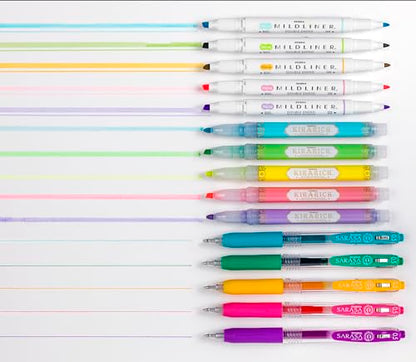 Zebra Pen Highligher Set, MILDLINER, KIRARICH & SARASA Clip, Assorted, 15Pk | Includes 5 MILDLINER Highlighters, 5 KIRARICH Glitter Highlighters & 5 SARASA Clip Gel Pens, Ideal for Journaling (76015) - style: Journaling and Creative Notetaking Set