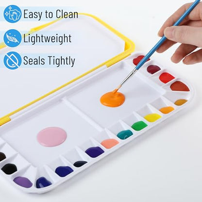 Mr. Pen- Airtight Watercolor Palette with Lid, 18 Wells & 2 Mixing Areas (Pack of 2) - color: Yellow, size: 2 Pack