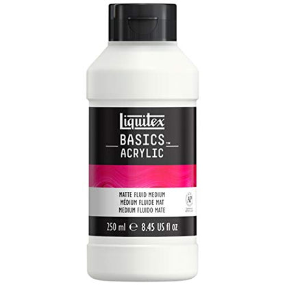 Liquitex BASICS Matte Fluid Medium, 250ml (8.4oz) Bottle | Mix with Paint for a Matte Finish, Thins Heavier Body Paints & Makes Paint More Transparent, Maintains Paint Adhesion - style: Matte Fluid Medium