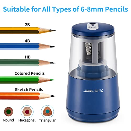 JARLINK Electric Pencil Sharpener, Heavy Duty Helical Blade, Auto Stop - color: Blue