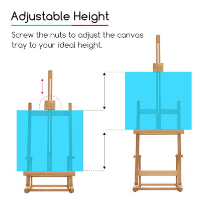 MEEDEN Large Wooden Tabletop H-Frame Easel, 38'' High, Solid Beech Wood Table Easel for Painting Canvas 22'' Max, Studio Desktop Art Easel Stand for Painting & Displaying,for Artists & Beginners