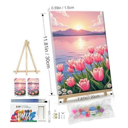 ATDMS Flowers Paint by Numbers Kit for Adults with Frame 8x12 Inch - color: Tulips 267