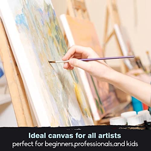 CONDA 6x6 inch Stretched Canvas for Painting, Pack of 12, 100% Cotton, 5/8 Inch Profile Value Bulk Pack for Acrylics, Oils Painting - size: 6x6 inch