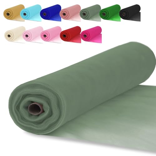Moss Green Tulle Fabric Roll 54 Inch x 10 Yards Tulle Ribbon - color: Moss Green, size: 54 Inch X 10 Yards