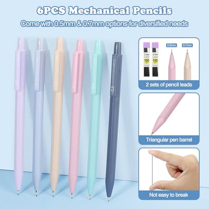 MoKo Pencil Case with Supplies, 56Pcs Aesthetic School Set, Green | Includes 12 gel pens, 12 highlighters, 6 mechanical pencils, refills, sticky notes, index tabs, rulers and correction tapes. - color: Green-56P