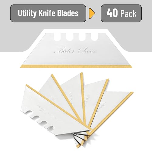 Bates Utility Knife Blades, 40 Pack, Titanium Edge, Box Cutter Blades Refills - color: Silver With Titanium Edge, size: 40 Pack