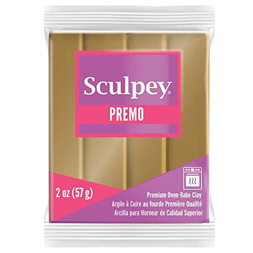 Sculpey Premo™ Polymer Oven-Bake Clay, Antique Gold, Non Toxic, 2 oz. bar, Great for Jewelry Making, Holiday, DIY, Mixed Media and Home décor Projects. Premium Clay Perfect for clayers and Artists. - color: Gold, size: 2 oz