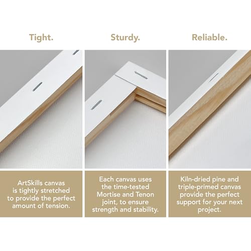 ArtSkills Stretched Canvas for Painting, 12x16 Canvas, 6-Pack Framed | Blank Canvas, Premium Wood Frame, Painting Supplies for Artists - size: 6-Pack 12x16