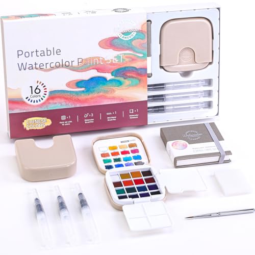 Mini Watercolor Paint Set, 16 Colors Pocket Travel Paint Kit - color: Chinese Colors
