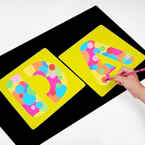 TecUnite 26 Pieces Alphabet Stencils Set Plastic Letter Stencils for Painting Learning, DIY Craft Decoration (12 x 12 Inches) - size: 12 x 12 Inches