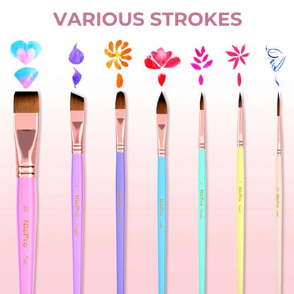 Nicpro 7pcs Face Paint Brush Set,Aesthetic Pastel Face & Body Paint Brushes - color: Pastel