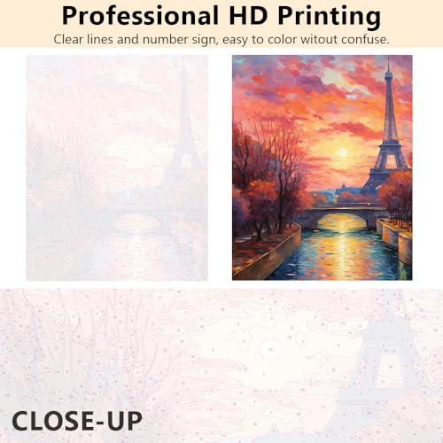 TUMOVO Landscape Paint by Numbers for Adults Eiffel Tower - color: Tower