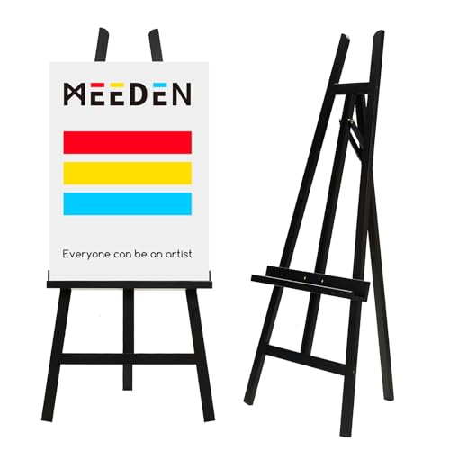 MEEDEN Display Easel Stand for Sign: Adjustable Wooden Stands for Painting - A Frame Art Easel for Canvas up to 60" for Artist Adults Drawing Picture Poster - Black - color: Black, size: Medium