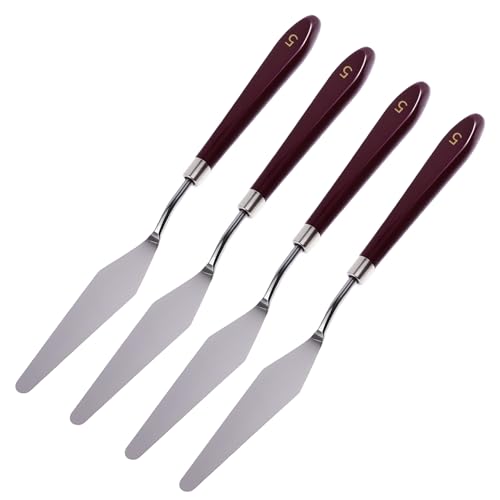 4 Pcs Palette Knife, #5 Pointed Head Spatula, Baking Paint Handle